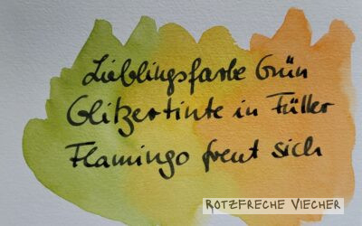 Die Glitzertinte ist da, jubelt der Flamingo