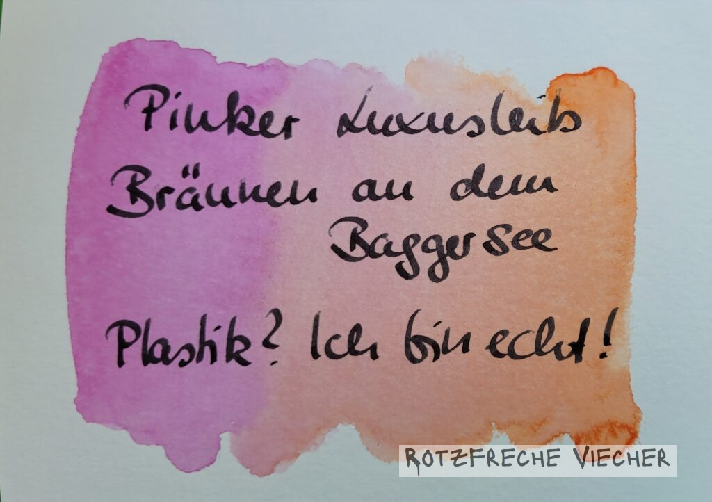 Pinker Luxusleib, Bräunen an dem Baggersse Plastik? Ich bin echt!