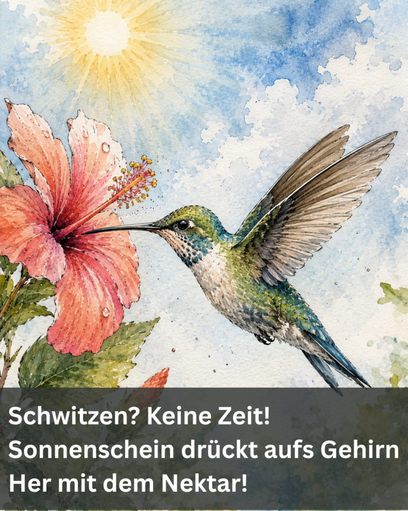 Schwitzen? Keine Zeit! Sonnenschein drückt aufs Gehirn Her mit dem Nektar!
