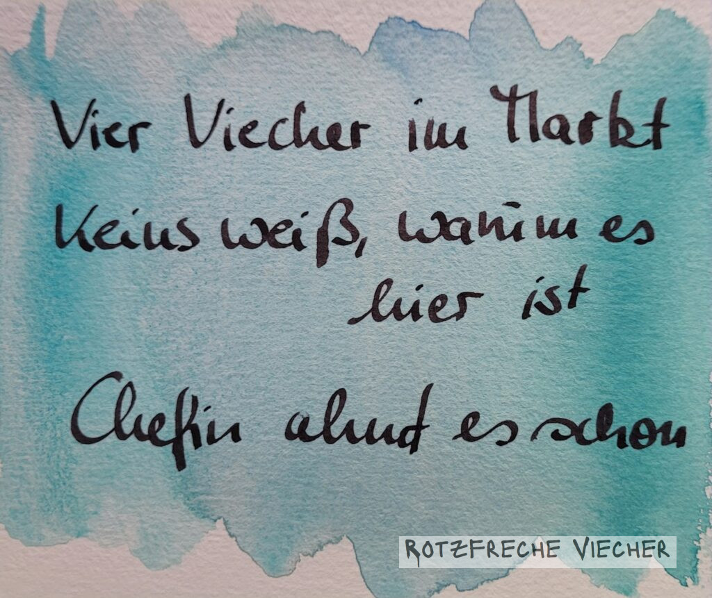 Vier Viecher im Markt Keins weiß, warum es hier ist Chefin ahnt es schon